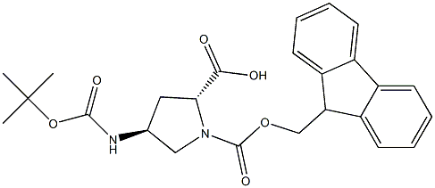 (2R,4S)-Boc-4-amino-1-Fmoc-pyrrolidine-2-carboxylic acid 结构式