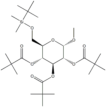 Methyl 6-O-tert-butyldimethylsilyl-2,3,4-tri-O-pivaloyl-a-D-glucopyranoside 结构式