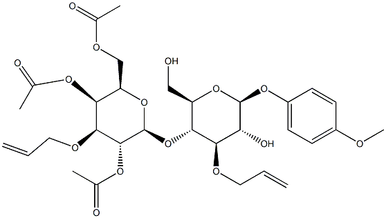 4-Methoxyphenyl 4-O-(2,4,6-tri-O-acetyl-3-O-allyl-b-D-galactopyranosyl)-3-O-allyl-b-D-glucopyranoside 结构式