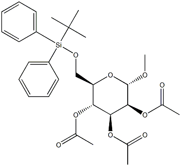 Methyl 2,3,4-tri-O-acetyl-6-O-tert-butyldiphenylsilyl-a-D-mannopyranoside 结构式