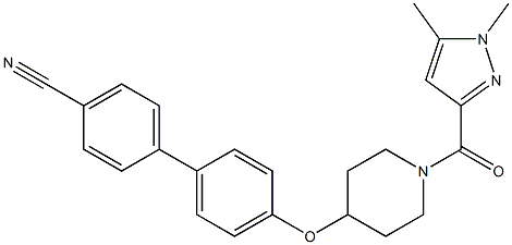 4'-((1-[(1,5-DIMETHYL-1H-PYRAZOL-3-YL)CARBONYL]PIPERIDIN-4-YL)OXY)BIPHENYL-4-CARBONITRILE 结构式