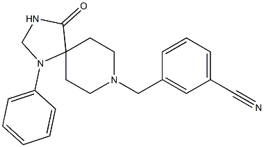 3-[(4-OXO-1-PHENYL-1,3,8-TRIAZASPIRO[4.5]DEC-8-YL)METHYL]BENZONITRILE 结构式