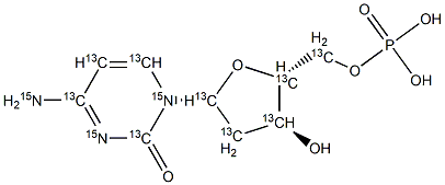 2′-脱氧胞苷-13C9,15N3 5′-单磷酸 钠盐 结构式
