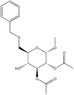 6-O-Benzyl-2,3-di-O-acetyl-methyl-a-D-glucopyranoside 结构式