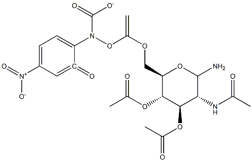 O-(2-乙酰氨基-3,4,6-三-O-乙酰基-2-脱氧-D-吡喃葡萄糖基)氨基N-(4-硝基苯基)氨基甲酸酯 结构式