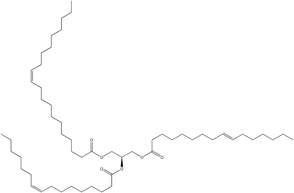 1,2-di-(9Z-hexadecenoyl)-3-(11Z-eicosenoyl)-sn-glycerol 结构式