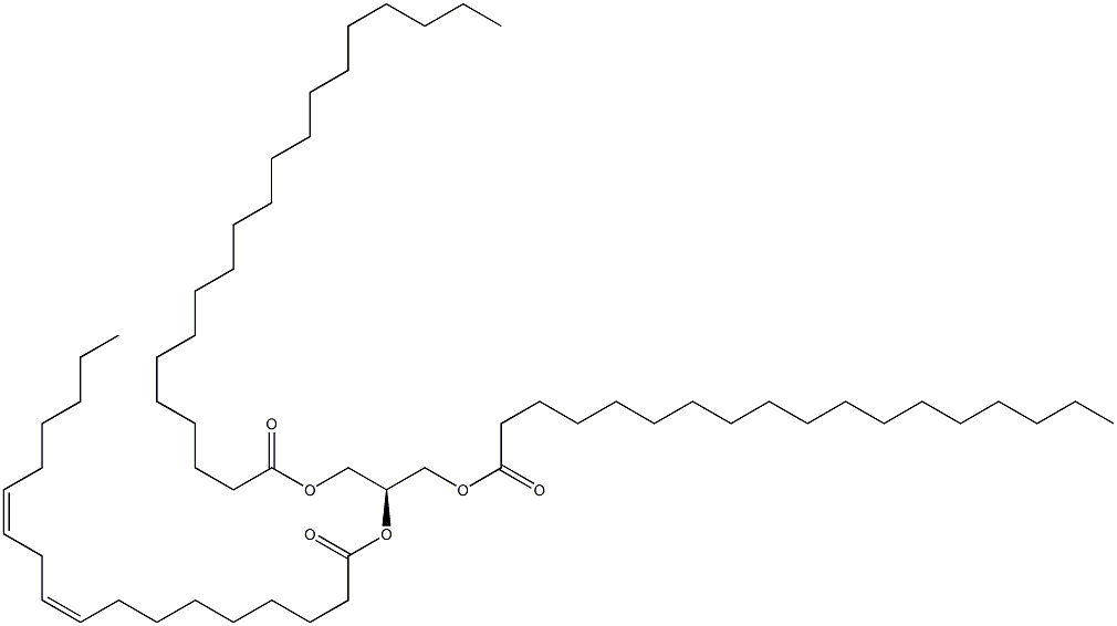 1-octadecanoyl-2-(9Z,12Z-octadecadienoyl)-3-eicosanoyl-sn-glycerol 结构式