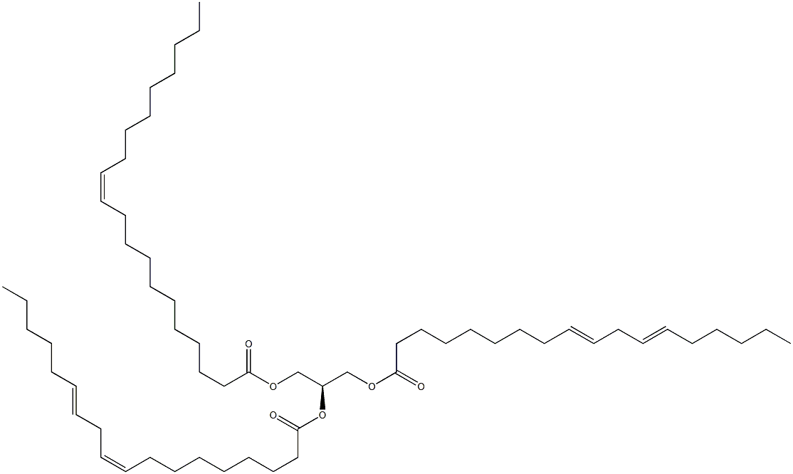 1,2-di-(9Z,12Z-octadecadienoyl)-3-(11Z-eicosenoyl)-sn-glycerol 结构式