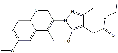 Ethyl [5-hydroxy-1-(6-methoxy-4-methyl-3-quinolinyl)-3-methyl-1H-pyraz ol-4-yl]acetate 结构式