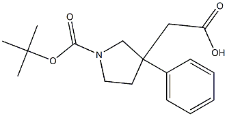 [1-(tert-Butoxycarbonyl)-3-phenyltetrahydro-1H-pyrrol-3-yl]acetic acid 结构式