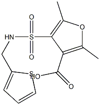2,5-Dimethyl-4-{[(thien-2-ylmethyl)amino]sulphonyl}furan-3-carboxylic acid 97% 结构式