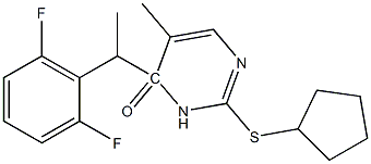 2-(cyclopentylthio)-4-(1-(2,6-difluorophenyl)ethyl)-3,4-dihydro-5-methylpyrimidin-4(3H)-one 结构式