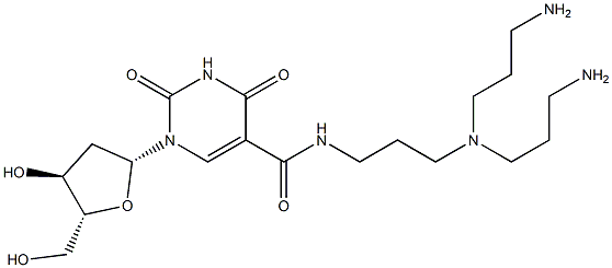 5-(N-(3-(N,N-bis(3-aminopropyl)amino)propyl)carbamoyl)-2'-deoxyuridine 结构式