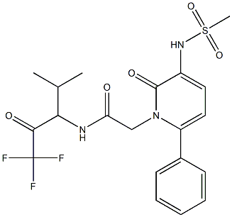 2-(3-methylsulfonylamino-2-oxo-6-phenyl-1,2-dihydro-1-pyridyl)-N-(3,3,3-trifluoro-1-isopropyl-2-oxopropyl)acetamide 结构式