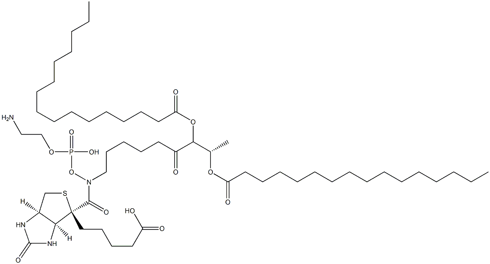 N-(((6-biotinoyl)amino)hexanoyl)-1,2-dihexadecanoyl-sn-glycero-3-phosphoethanolamine 结构式