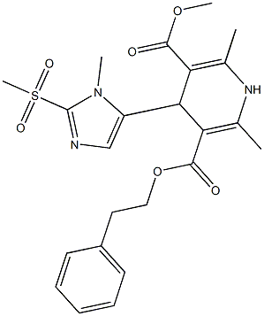 3-methyl-5-phenylethyl 1,4-dihydro-2,6-dimethyl-4-(1-methyl-2-methylsulfonyl-5-imidazolyl)-3,5-pyridinedicarboxylate 结构式