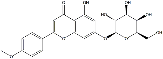 5-hydroxy-2-(4-methoxyphenyl)-7-[(2S,3R,4S,5R,6R)-3,4,5-trihydroxy-6-(hydroxymethyl)oxan-2-yl]oxy-chromen-4-one 结构式