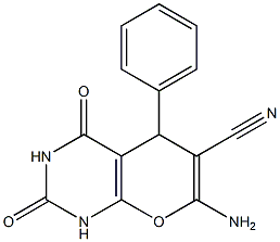 7-amino-2,4-dioxo-5-phenyl-1,3,4,5-tetrahydro-2H-pyrano[2,3-d]pyrimidine-6-carbonitrile 结构式