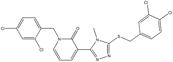1-(2,4-dichlorobenzyl)-3-{5-[(3,4-dichlorobenzyl)sulfanyl]-4-methyl-4H-1,2,4-triazol-3-yl}-2(1H)-pyridinone 结构式