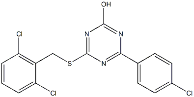 4-(4-chlorophenyl)-6-[(2,6-dichlorobenzyl)thio]-1,3,5-triazin-2-ol 结构式