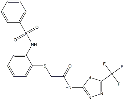 2-({2-[(phenylsulfonyl)amino]phenyl}sulfanyl)-N-[5-(trifluoromethyl)-1,3,4-thiadiazol-2-yl]acetamide 结构式