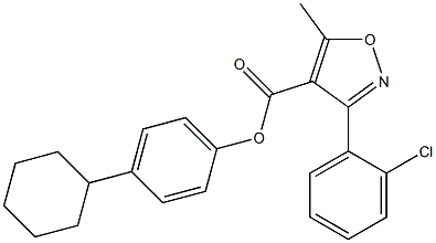 4-cyclohexylphenyl 3-(2-chlorophenyl)-5-methylisoxazole-4-carboxylate 结构式