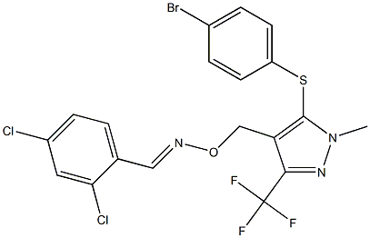 2,4-dichlorobenzenecarbaldehyde O-{[5-[(4-bromophenyl)sulfanyl]-1-methyl-3-(trifluoromethyl)-1H-pyrazol-4-yl]methyl}oxime 结构式