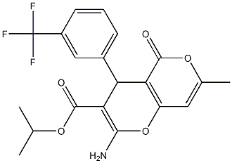 isopropyl 2-amino-7-methyl-5-oxo-4-[3-(trifluoromethyl)phenyl]-4H,5H-pyrano[4,3-b]pyran-3-carboxylate 结构式