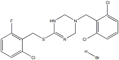 6-[(2-chloro-6-fluorobenzyl)thio]-3-(2,6-dichlorobenzyl)-1,2,3,4-tetrahydro-1,3,5-triazine hydrobromide 结构式