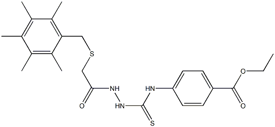 ethyl 4-{[(2-{2-[(2,3,4,5,6-pentamethylbenzyl)thio]acetyl}hydrazino)carbothioyl]amino}benzoate 结构式