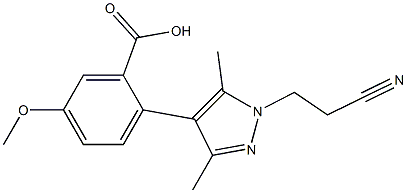 2-[1-(2-cyanoethyl)-3,5-dimethyl-1H-pyrazol-4-yl]-5-methoxybenzoic acid 结构式