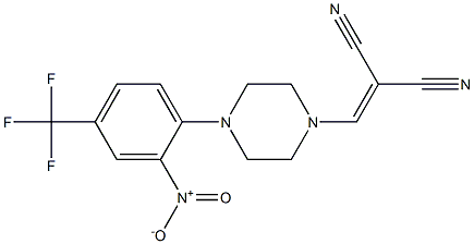 2-({4-[2-nitro-4-(trifluoromethyl)phenyl]piperazino}methylidene)malononitrile 结构式