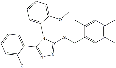 3-(2-chlorophenyl)-4-(2-methoxyphenyl)-5-[(2,3,4,5,6-pentamethylbenzyl)thio]-4H-1,2,4-triazole 结构式