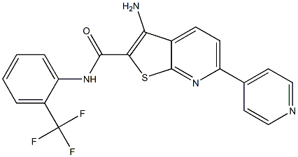 3-amino-6-(4-pyridinyl)-N-[2-(trifluoromethyl)phenyl]thieno[2,3-b]pyridine-2-carboxamide 结构式