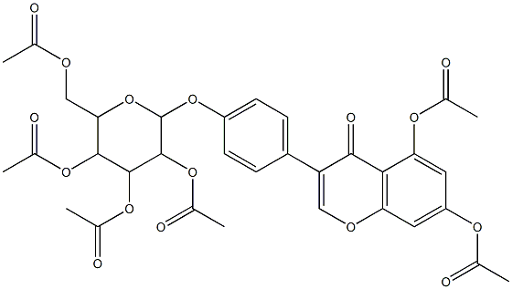 5-(acetyloxy)-4-oxo-3-[4-({3,4,5-tri(acetyloxy)-6-[(acetyloxy)methyl]tetrahydro-2H-pyran-2-yl}oxy)phenyl]-4H-chromen-7-yl acetate 结构式
