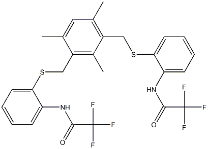 N1-[2-({2,4,6-trimethyl-3-[({2-[(2,2,2-trifluoroacetyl)amino]phenyl}thio)methyl]benzyl}thio)phenyl]-2,2,2-trifluoroacetamide 结构式