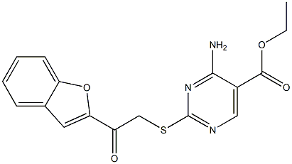 ethyl 4-amino-2-[(2-benzo[b]furan-2-yl-2-oxoethyl)thio]pyrimidine-5-carboxylate 结构式