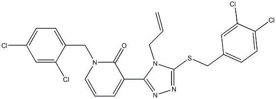 3-{4-allyl-5-[(3,4-dichlorobenzyl)sulfanyl]-4H-1,2,4-triazol-3-yl}-1-(2,4-dichlorobenzyl)-2(1H)-pyridinone 结构式