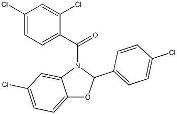[5-chloro-2-(4-chlorophenyl)-2,3-dihydro-1,3-benzoxazol-3-yl](2,4-dichlorophenyl)methanone 结构式