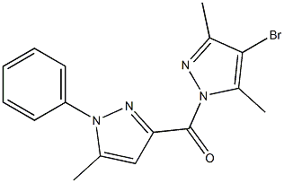 (4-bromo-3,5-dimethyl-1H-pyrazol-1-yl)(5-methyl-1-phenyl-1H-pyrazol-3-yl)methanone 结构式