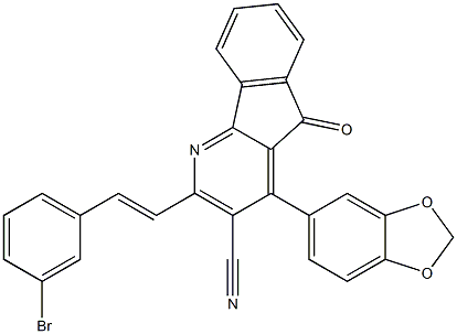 4-(1,3-benzodioxol-5-yl)-2-[(E)-2-(3-bromophenyl)ethenyl]-5-oxo-5H-indeno[1,2-b]pyridine-3-carbonitrile 结构式