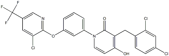 1-(3-{[3-chloro-5-(trifluoromethyl)-2-pyridinyl]oxy}phenyl)-3-(2,4-dichlorobenzyl)-4-hydroxy-2(1H)-pyridinone 结构式