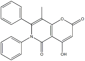 4-hydroxy-8-methyl-6,7-diphenyl-5,6-dihydro-2H-pyrano[3,2-c]pyridine-2,5-dione 结构式