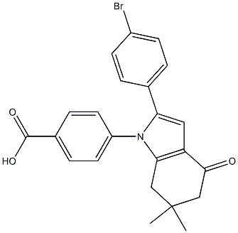 4-[2-(4-bromophenyl)-6,6-dimethyl-4-oxo-4,5,6,7-tetrahydro-1H-indol-1-yl]benzenecarboxylic acid 结构式