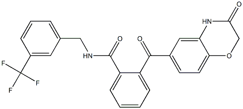 2-[(3-oxo-3,4-dihydro-2H-1,4-benzoxazin-6-yl)carbonyl]-N-[3-(trifluoromethyl)benzyl]benzenecarboxamide 结构式