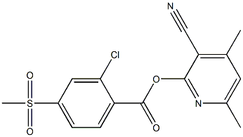 3-cyano-4,6-dimethyl-2-pyridinyl 2-chloro-4-(methylsulfonyl)benzenecarboxylate 结构式