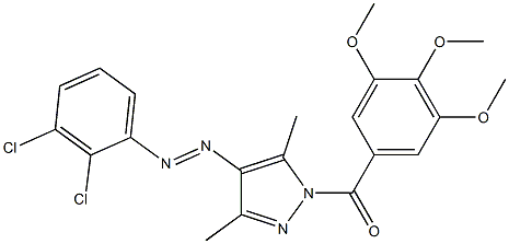 {4-[2-(2,3-dichlorophenyl)diaz-1-enyl]-3,5-dimethyl-1H-pyrazol-1-yl}(3,4,5-trimethoxyphenyl)methanone 结构式