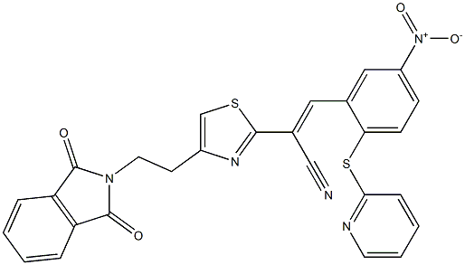 2-{4-[2-(1,3-dioxo-1,3-dihydro-2H-isoindol-2-yl)ethyl]-1,3-thiazol-2-yl}-3-[5-nitro-2-(2-pyridinylsulfanyl)phenyl]acrylonitrile 结构式