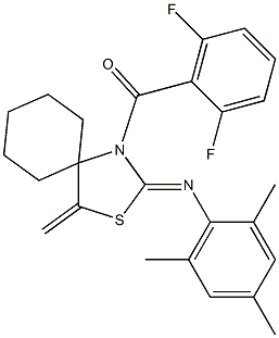 (2,6-difluorophenyl)[2-(mesitylimino)-4-methylidene-3-thia-1-azaspiro[4.5]dec-1-yl]methanone 结构式