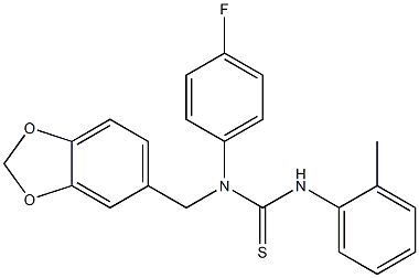 N-(1,3-benzodioxol-5-ylmethyl)-N-(4-fluorophenyl)-N'-(2-methylphenyl)thiourea 结构式